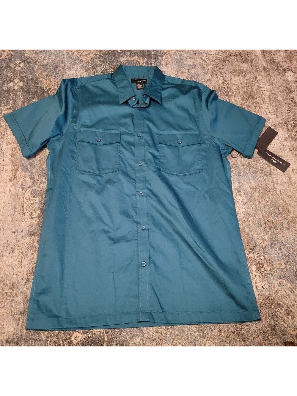 NWT Shaquille O'Neal Size XL Teal Short Sleeve Shirt